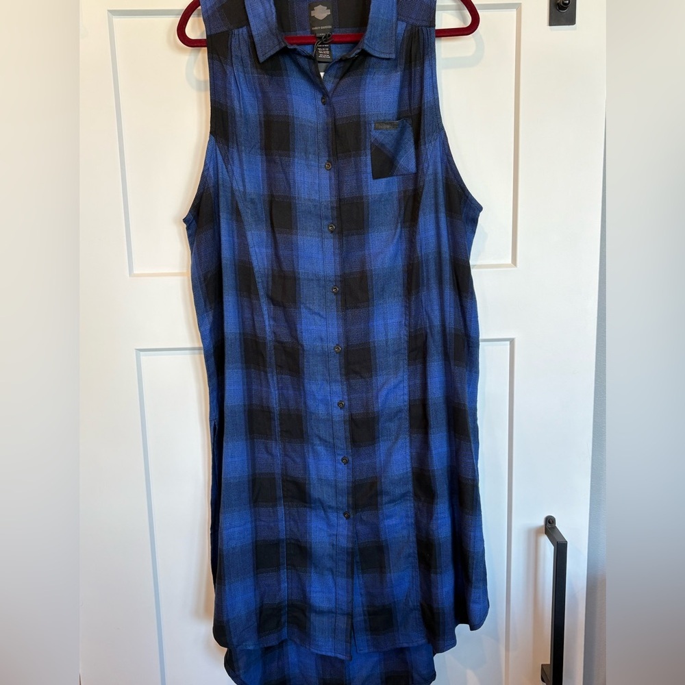 Harley Davidson Plus Size 2X long plaid sleeveless dress. NWT​